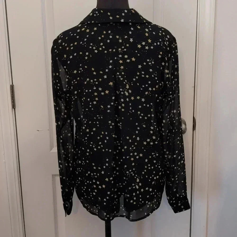Cabi women's galaxy button down long sleeve blouse - Picture 4 of 6